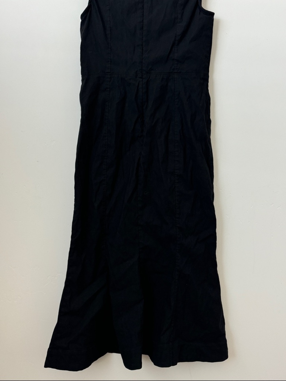 Anthropologie Black Midi Dress with Cap Sleeves and Button Front - Picture 9 of 9